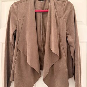 Kut from the Kloth Taupe Drape Front Suede-Look Jacket